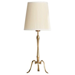 Austrian Designer, Table Lamp, Brass, Fabric, Austria, 1930s