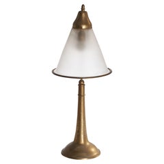 Antique Austrian Designer, Table Lamp, Brass, Glass, Austria, 1920s