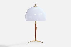 Austrian Designer, Table Lamp, Brass, Teak, Acrylic, Austria, 1950s