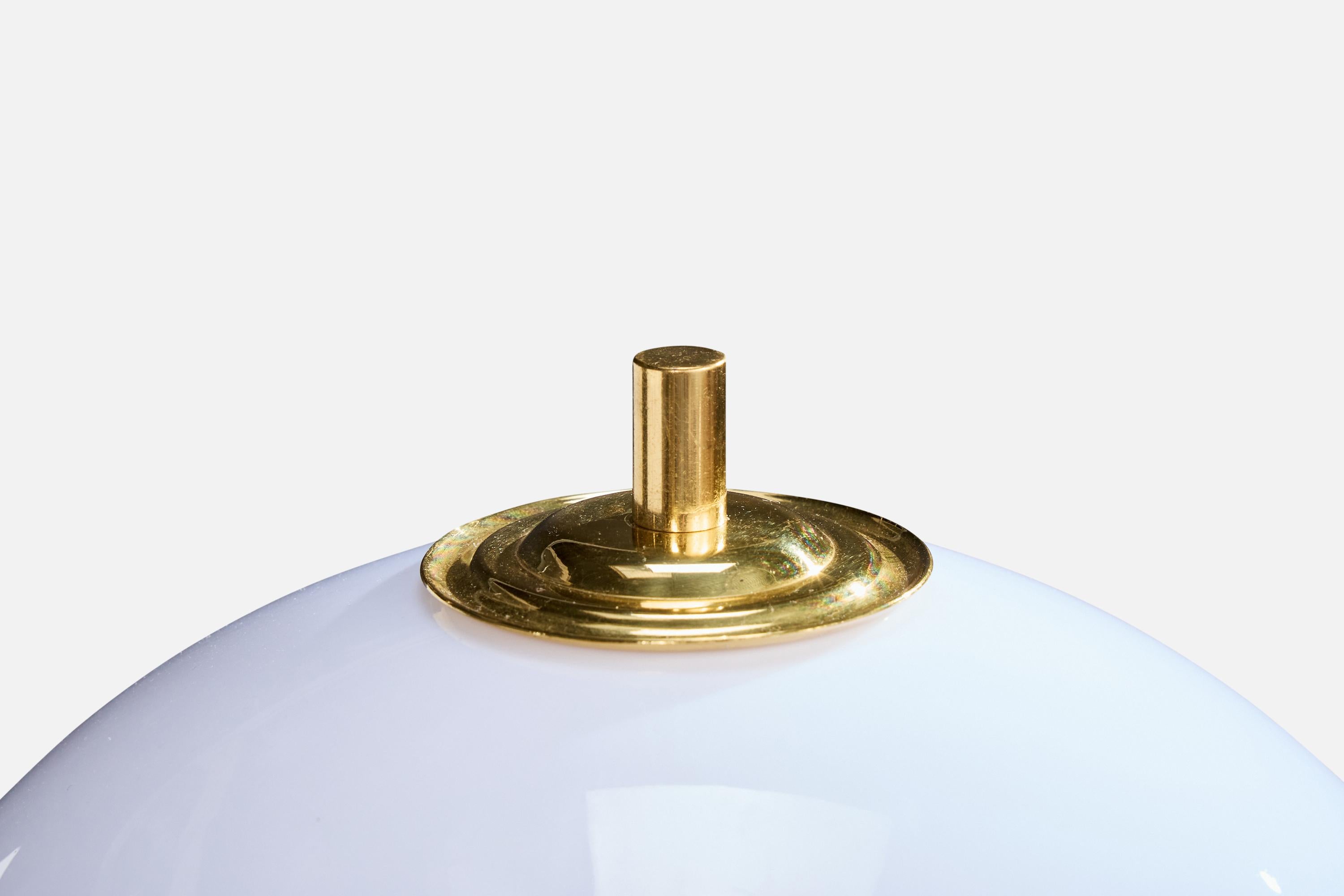 Mid-20th Century Austrian Designer, Table Lamp, Brass, Teak, Acrylic, Austria, 1950s For Sale