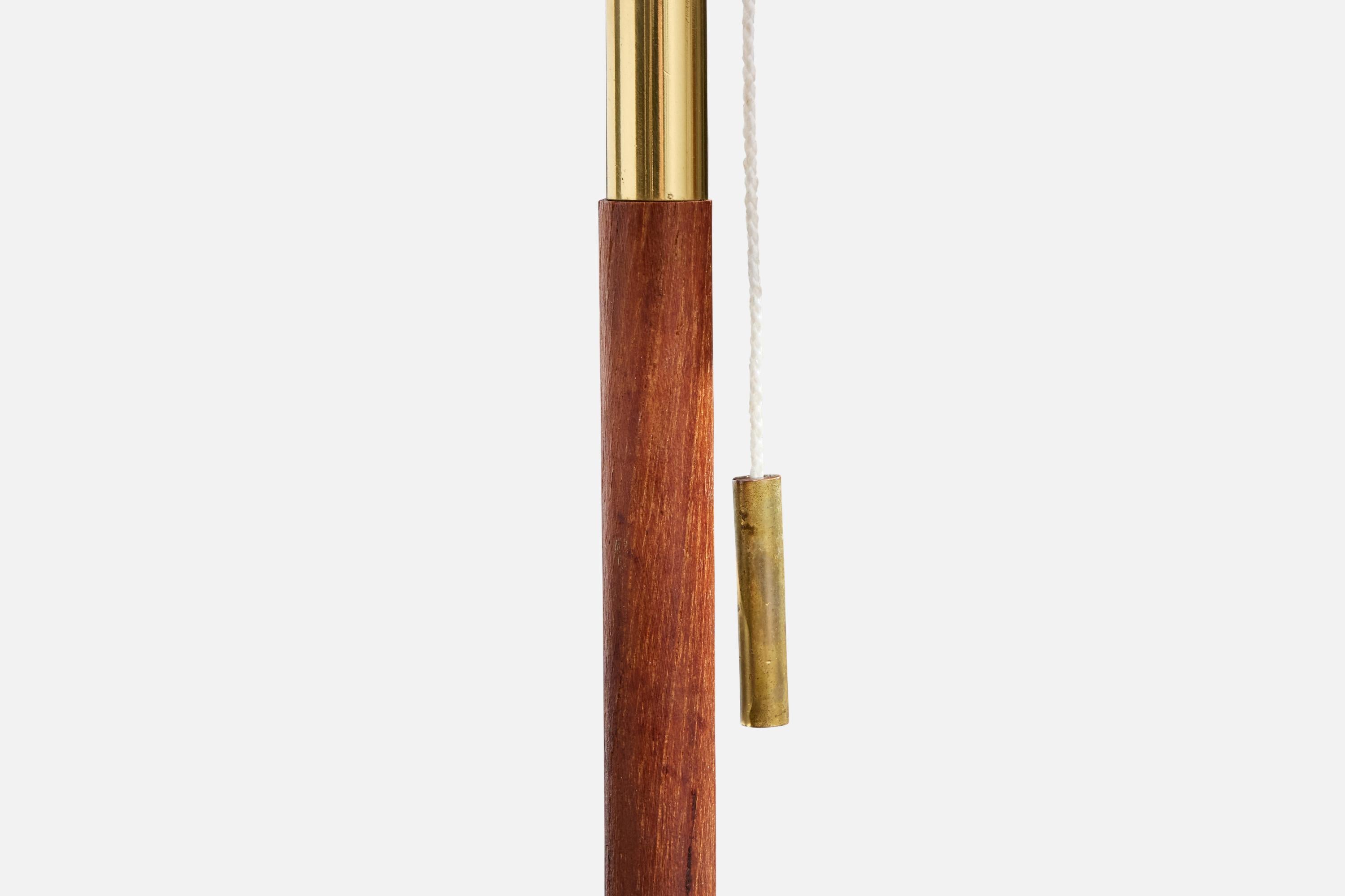 Austrian Designer, Table Lamp, Brass, Teak, Acrylic, Austria, 1950s For Sale 1