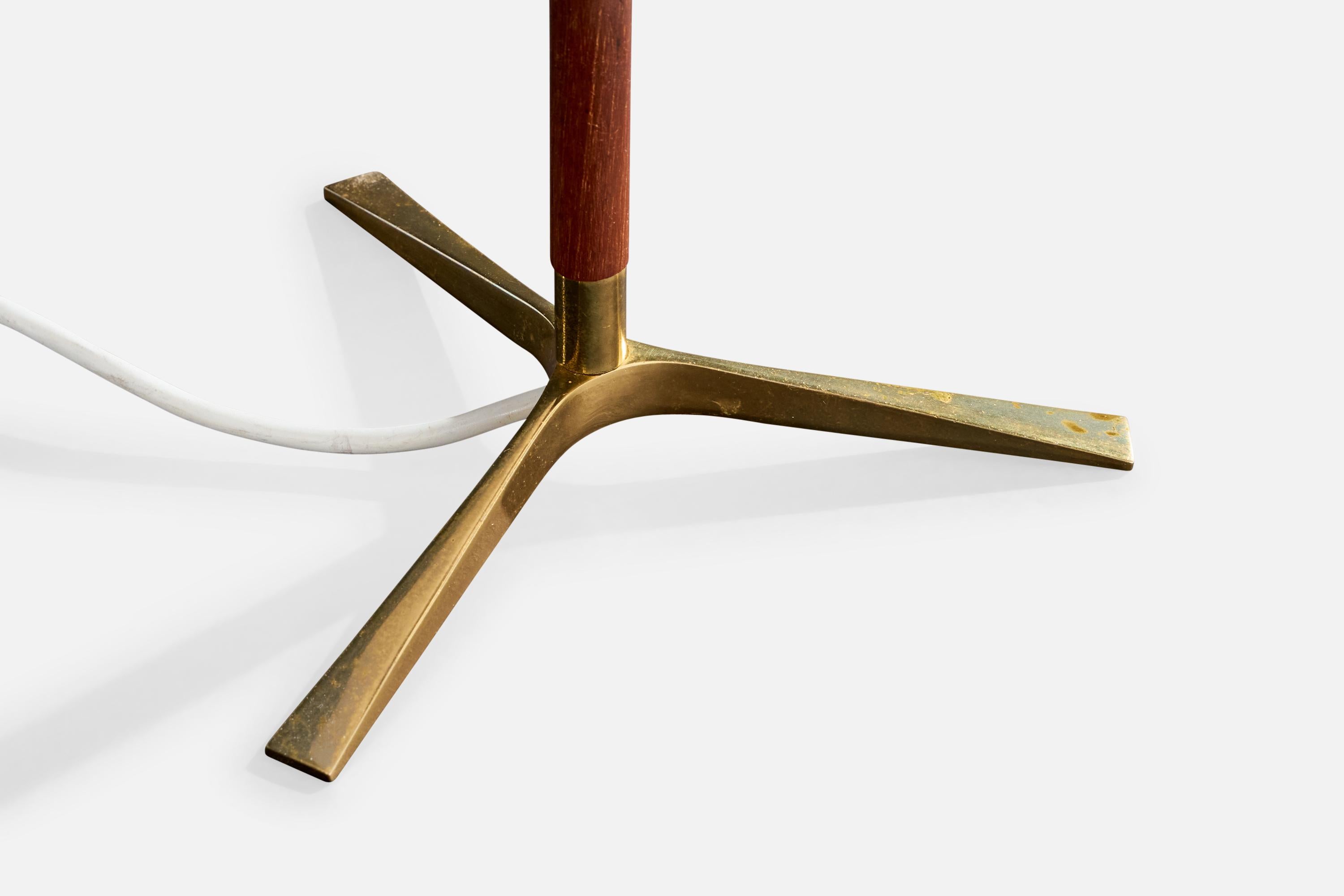 Austrian Designer, Table Lamp, Brass, Teak, Acrylic, Austria, 1950s For Sale 2