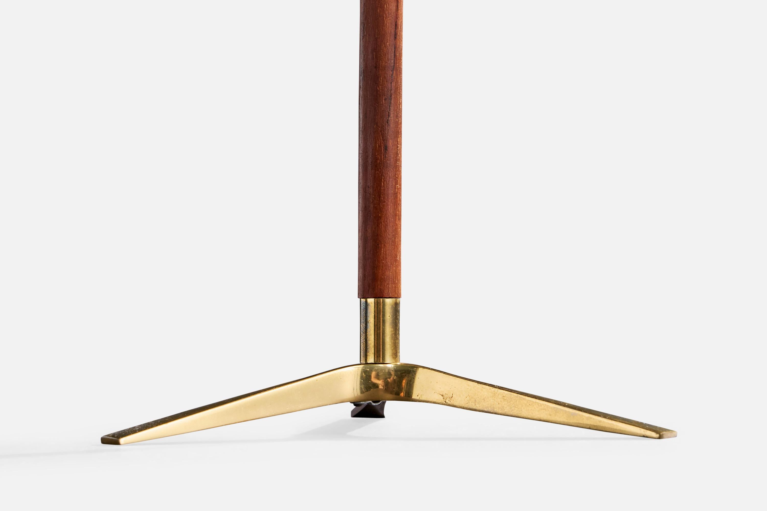 Austrian Designer, Table Lamp, Brass, Teak, Acrylic, Austria, 1950s For Sale 3