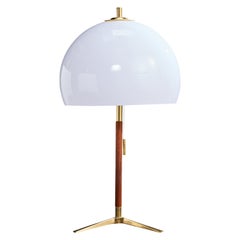 Austrian Designer, Table Lamp, Brass, Teak, Acrylic, Austria, 1950s