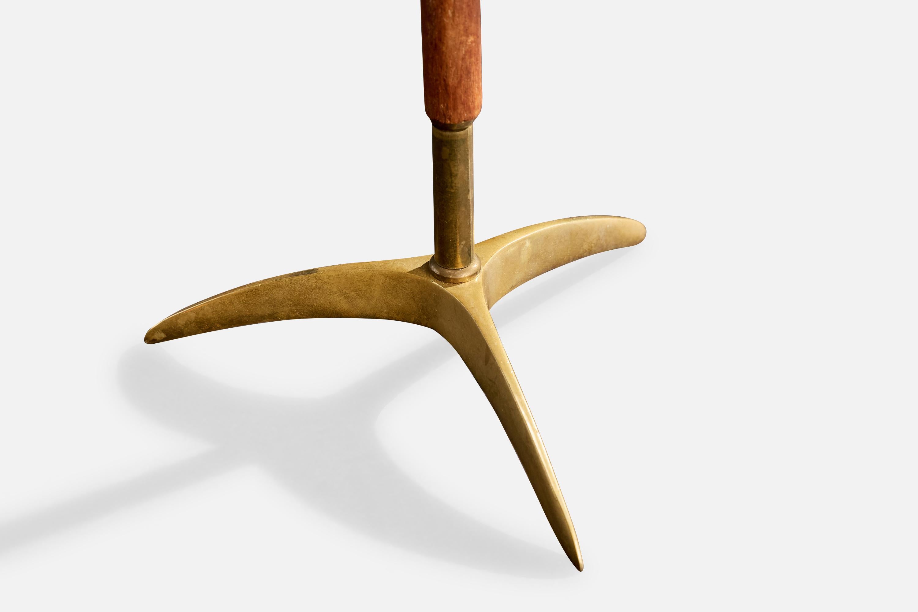 Austrian Designer, Table Lamp, Brass, Teak, Austria, 1950s For Sale 1