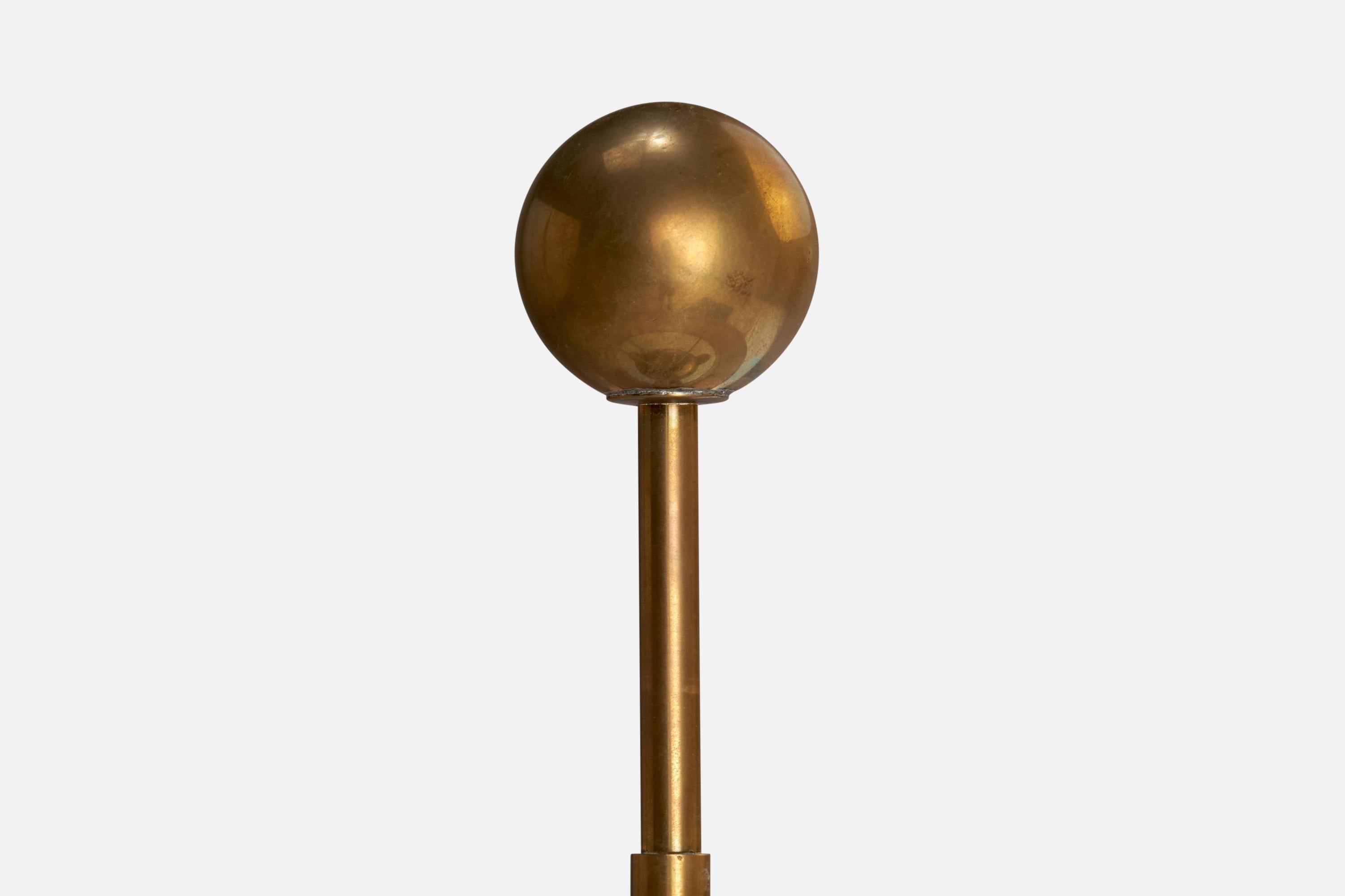 Austrian Designer, Table Lamp, Brass, Wood, Fabric, Austria, 1930s For Sale 2