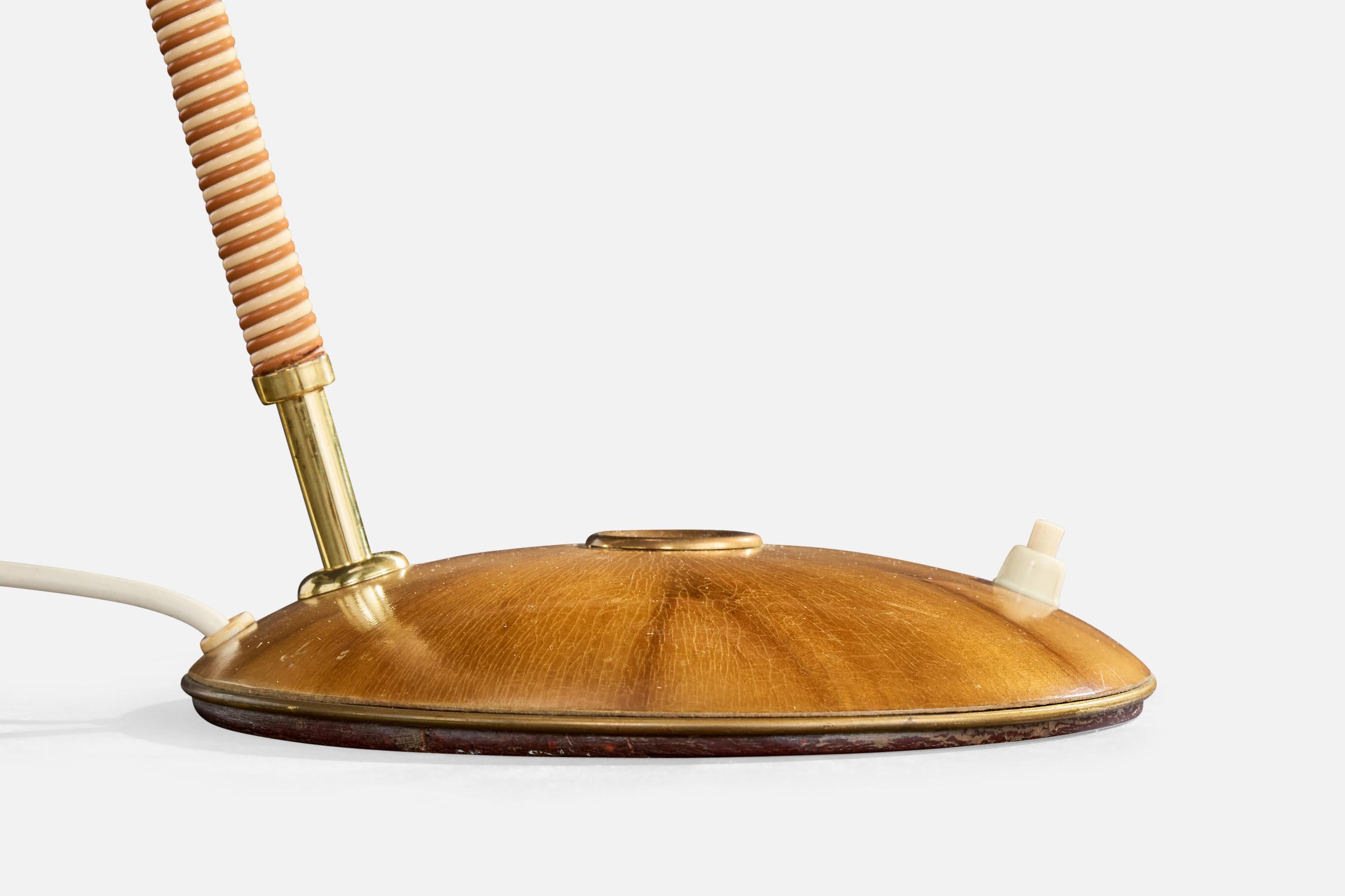 Austrian Designer, Table Lamp, Brass, Wood, Rubber, Parchment, Austria, 1950s For Sale 5