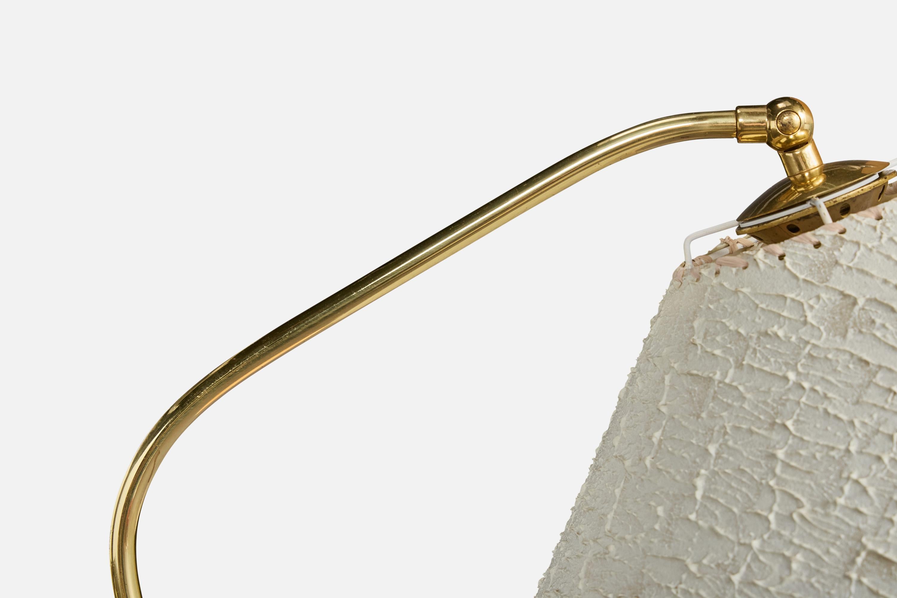 Austrian Designer, Table Lamp, Brass, Wood, Rubber, Parchment, Austria, 1950s For Sale 2