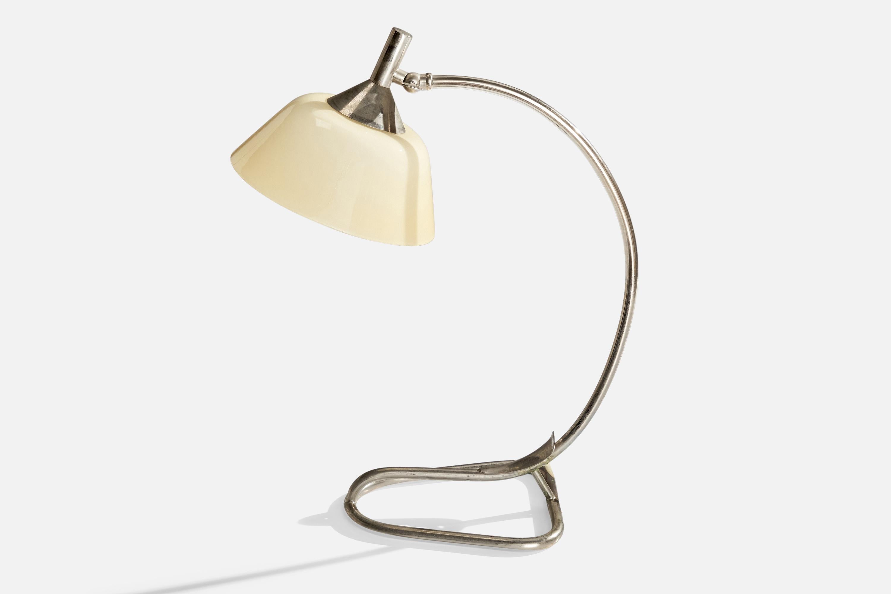 Autrichien Designer autrichien, lampe de bureau, nickel, verre, Autriche, années 1930 en vente
