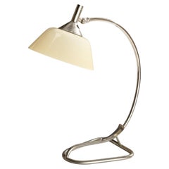 Designer austriaco, lampada da tavolo, nichel, vetro, Austria, anni '30