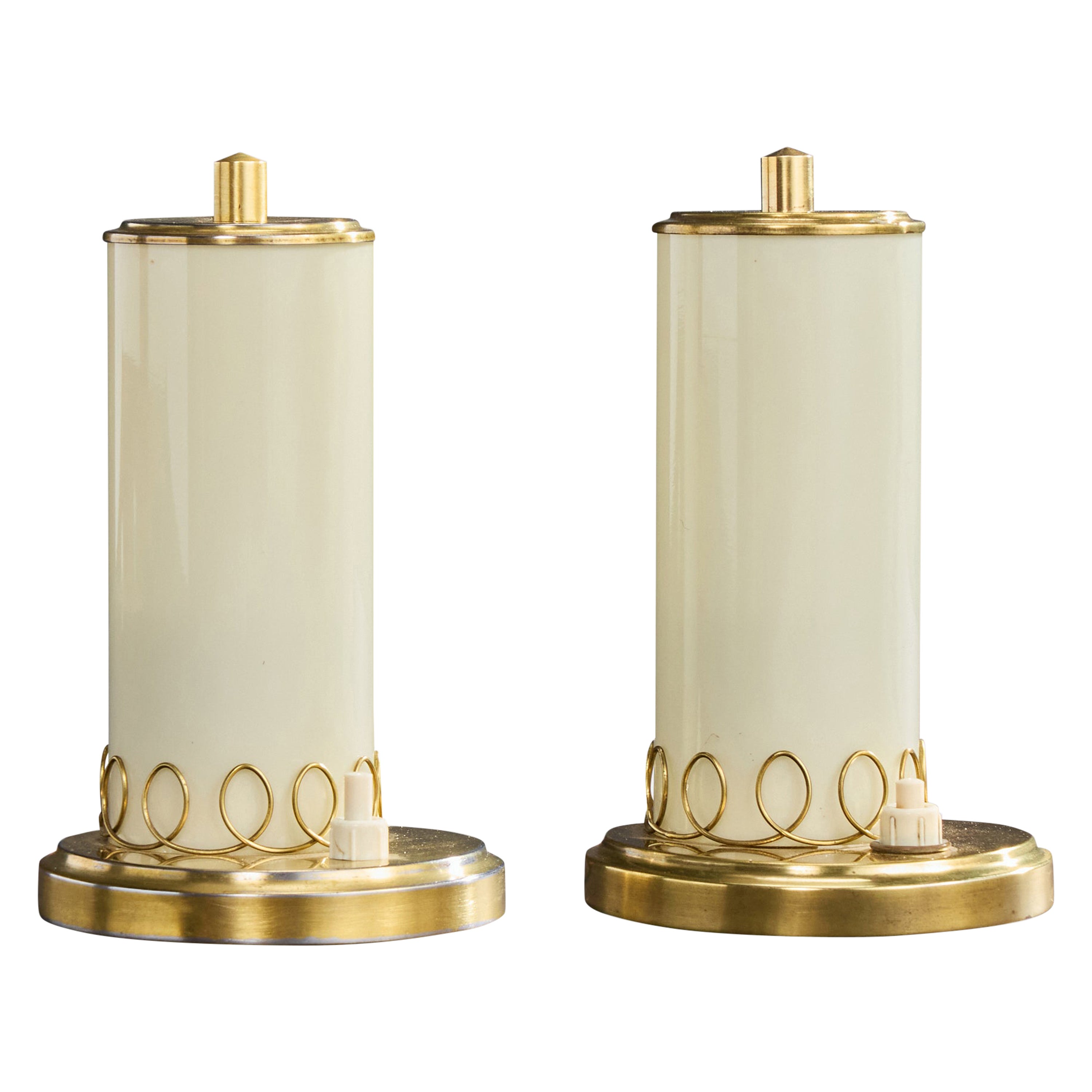 Austrian Designer, Table Lamps, Brass, Glass, Austria, 1950s