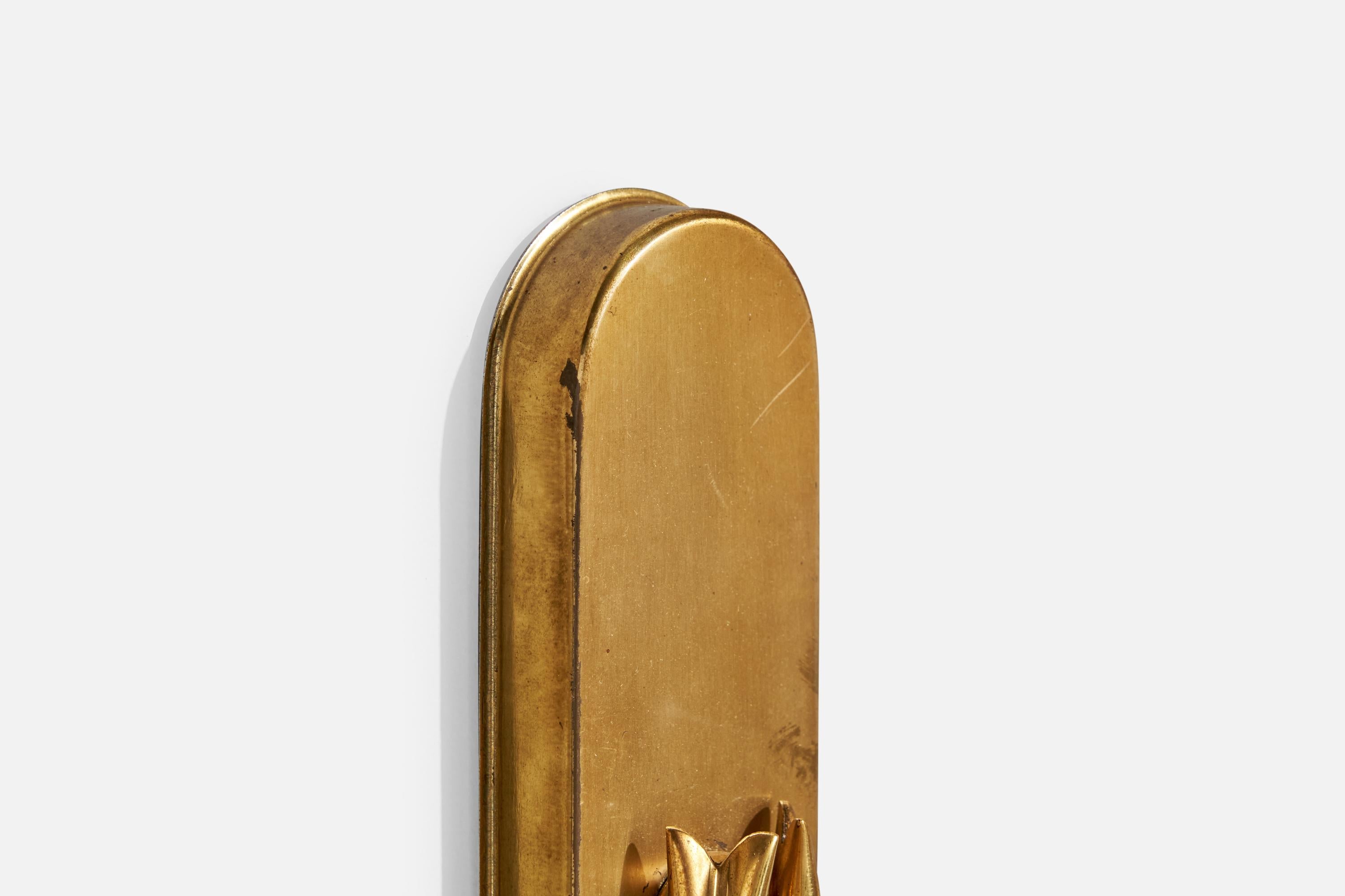 Austrian Designer, Wall Light, Brass, Fabric, Austria, 1950s For Sale 2