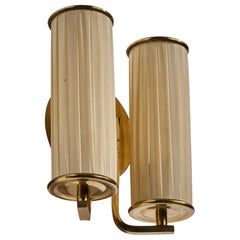Austrian Designer, Wall Light, Brass, Fabric, Austria, 1950s