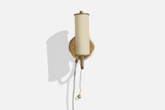 Austrian Designer, Wall Light, Brass, Glass, Austria, 1950s