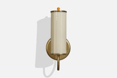 Austrian Designer, Wall Light, Brass, Glass, Austria, 1950s
