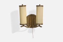 Austrian Designer, Wall Light, Brass, Glass, Austria, 1950s