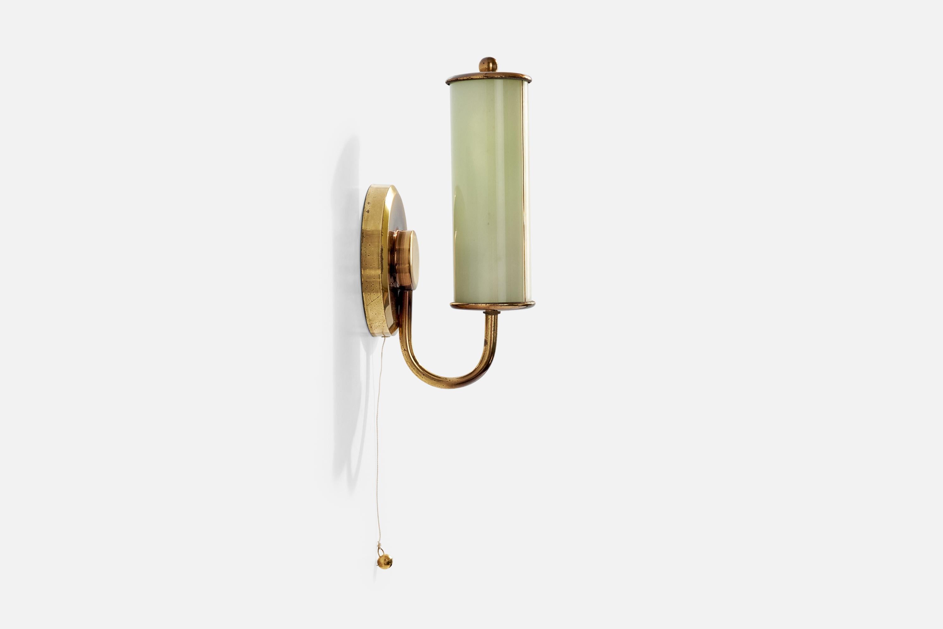 Mid-20th Century Austrian Designer, Wall Light, Brass, Glass, Austria, 1950s