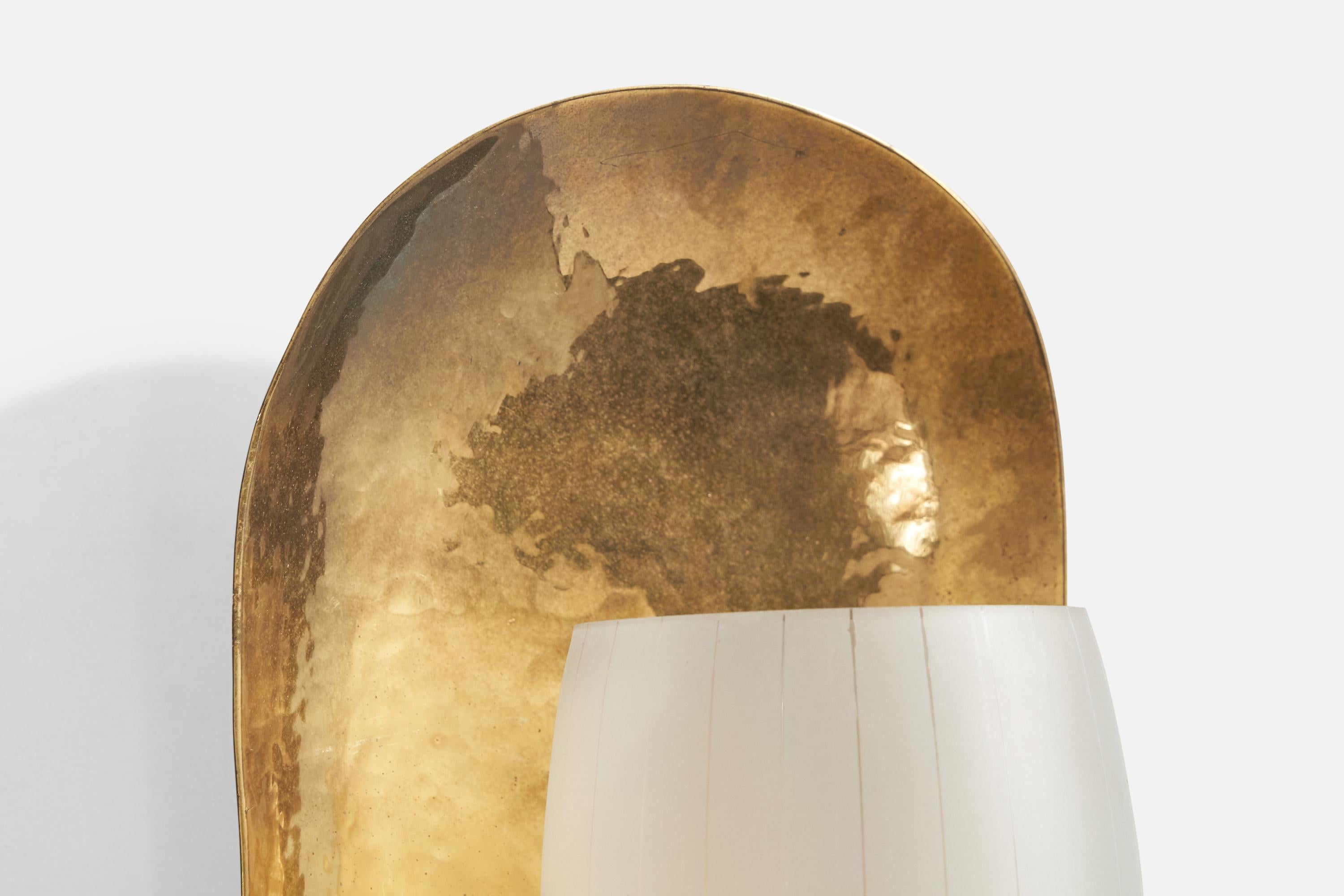 Austrian Designer, Wall Light, Brass, Glass, Austria, 1950s For Sale 1