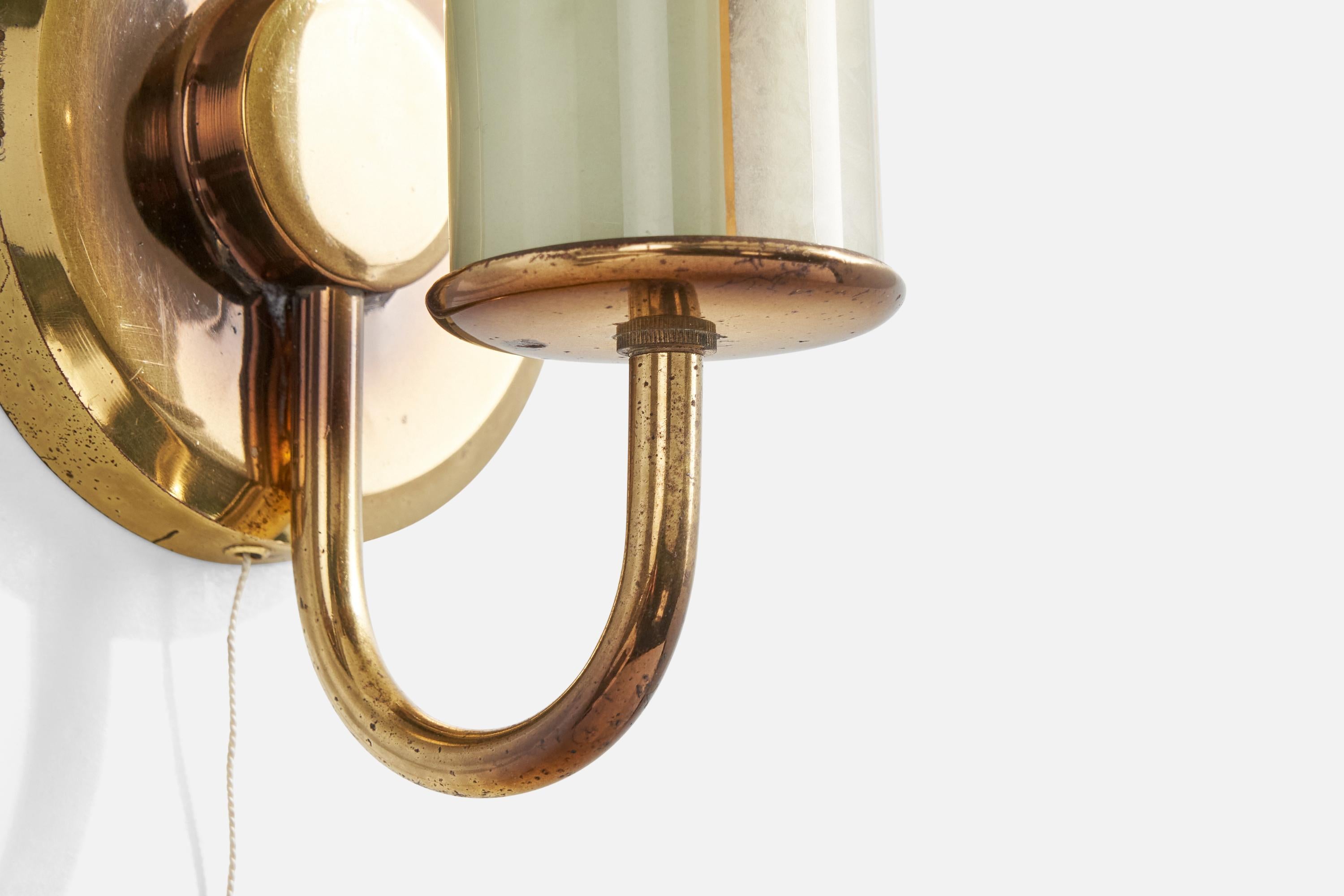 Austrian Designer, Wall Light, Brass, Glass, Austria, 1950s 2
