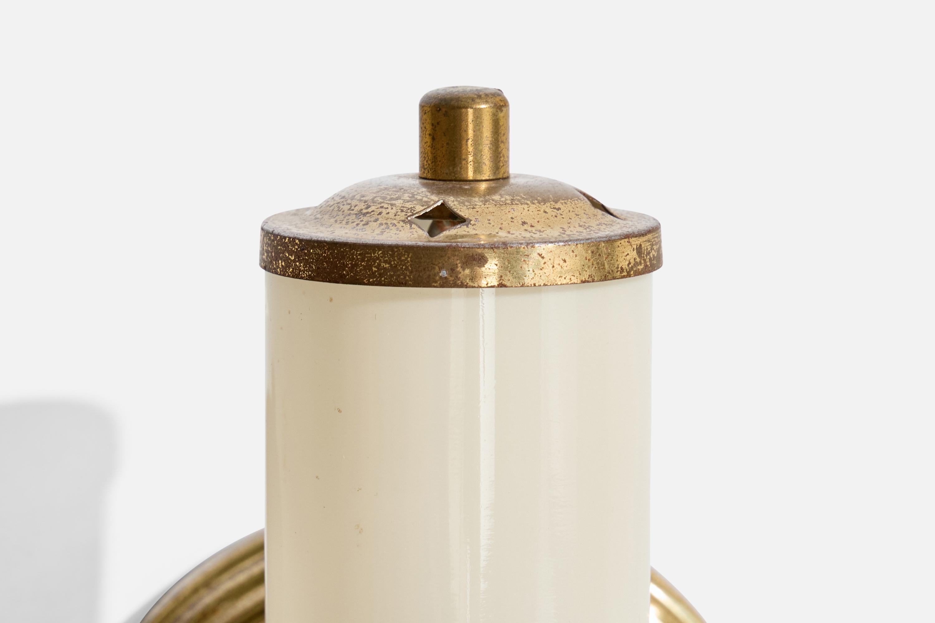 Austrian Designer, Wall Light, Brass, Glass, Austria, 1950s For Sale 2