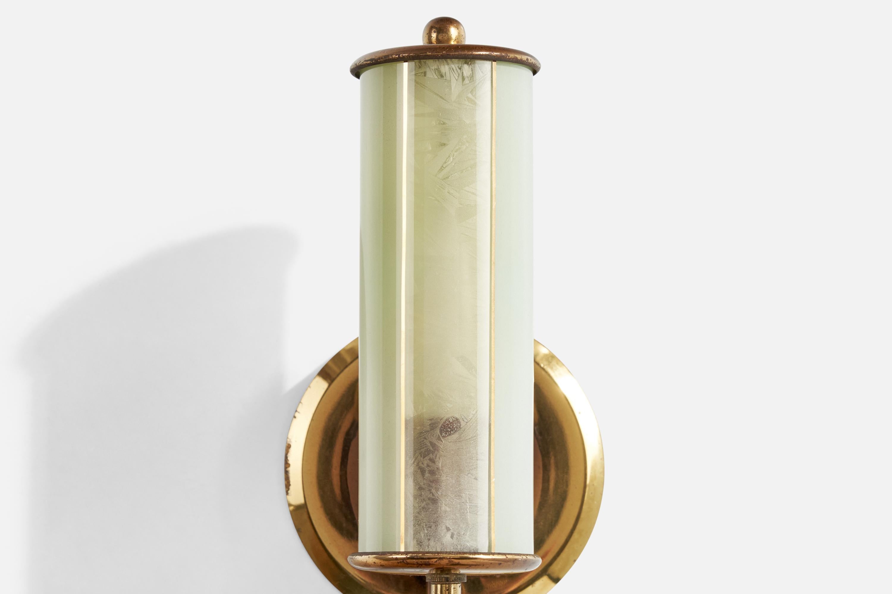 Austrian Designer, Wall Light, Brass, Glass, Austria, 1950s 4