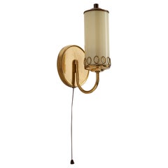 Austrian Designer, Wall Light, Brass, Glass, Austria, 1950s