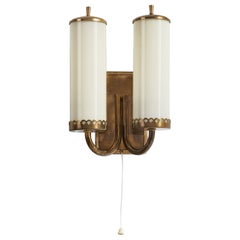 Austrian Designer, Wall Light, Brass, Glass, Austria, 1950s