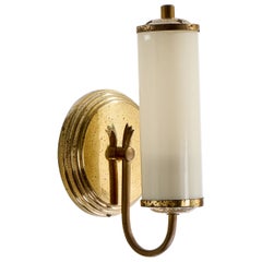 Austrian Designer, Wall Light, Brass, Glass, Austria, 1950s