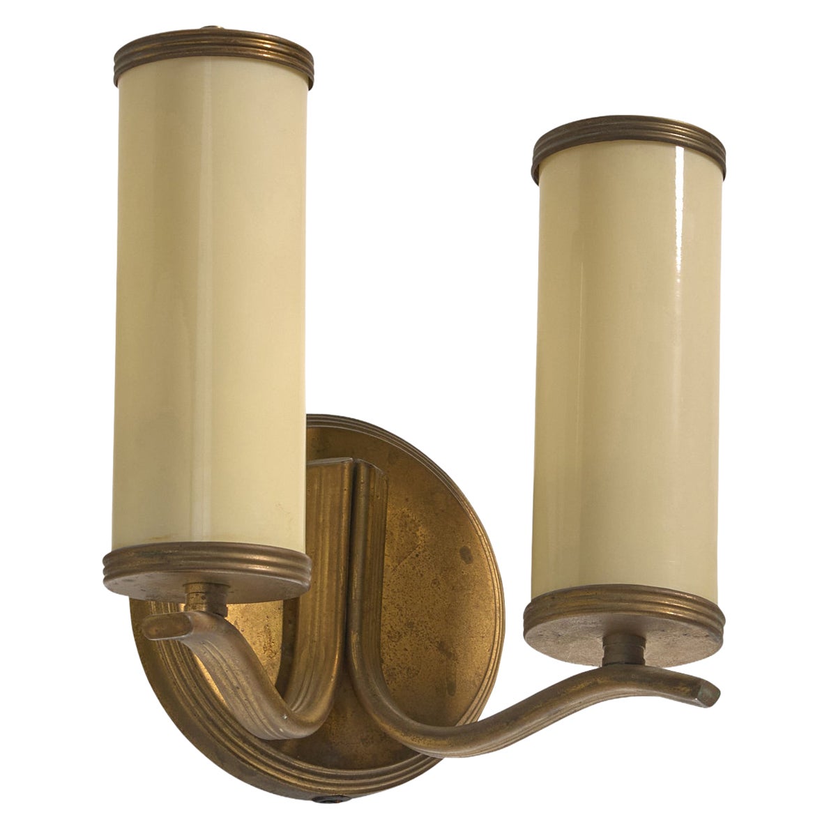 Austrian Designer, Wall Light, Brass, Glass, Austria, 1950s