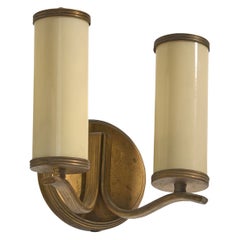 Austrian Designer, Wall Light, Brass, Glass, Austria, 1950s