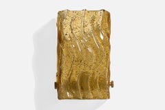 Austrian Designer, Wall Light, Brass, Glass, Austria, 1960s