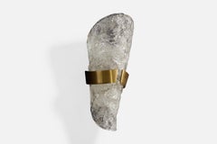 Austrian Designer, Wall Light, Glass, Brass, Austria, 1950s