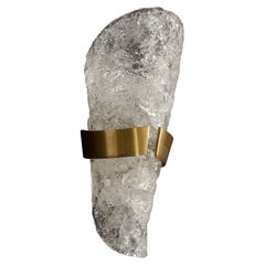 Austrian Designer, Wall Light, Glass, Brass, Austria, 1950s