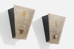 Designer austriaco, lampade da parete, acrilico, metallo, ottone, Austria, anni '50