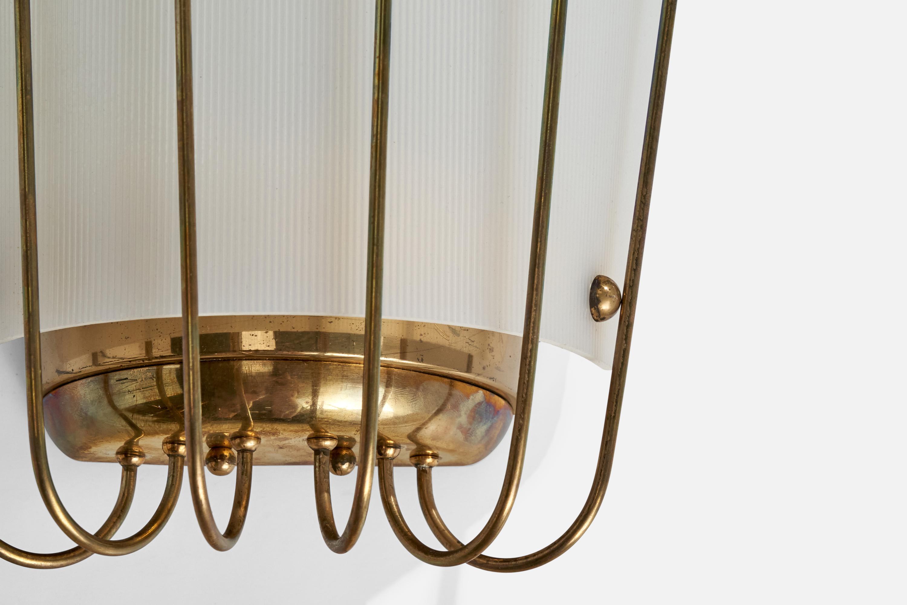 Österreichischer Designer, Wandleuchten, Messing, Acryl, Österreich, 1950er Jahre im Angebot 6
