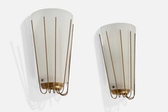 Austrian Designer, Wall Lights, Brass, Acrylic, Austria, 1950s