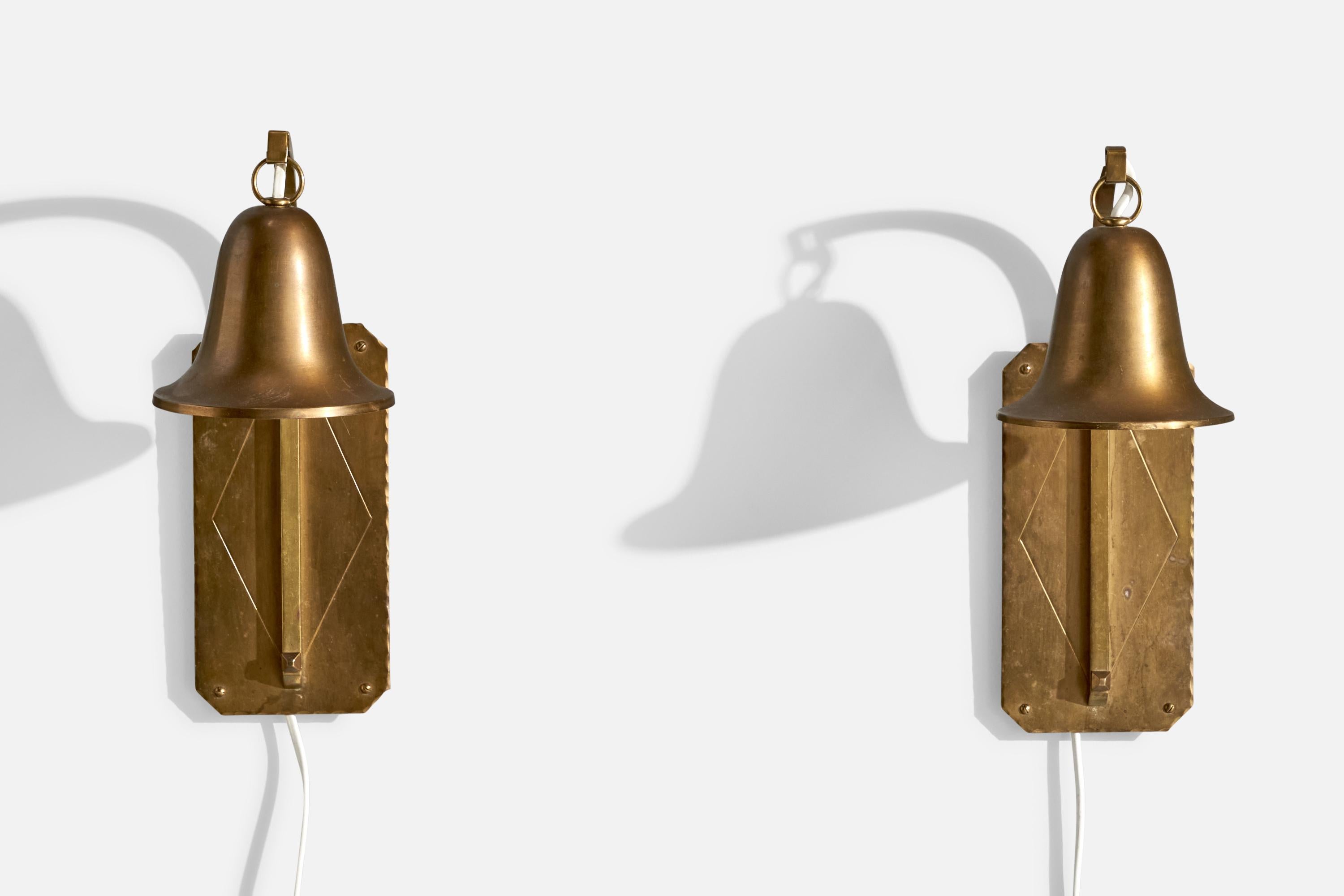 Mid-Century Modern Designer autrichien, lampes murales, laiton, Autriche, années 1950 en vente