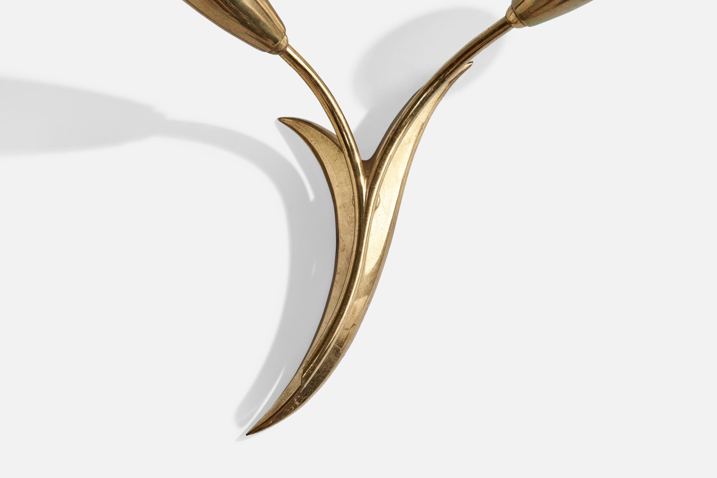 Designer autrichien, lampes murales, laiton, Autriche, années 1950 en vente 1
