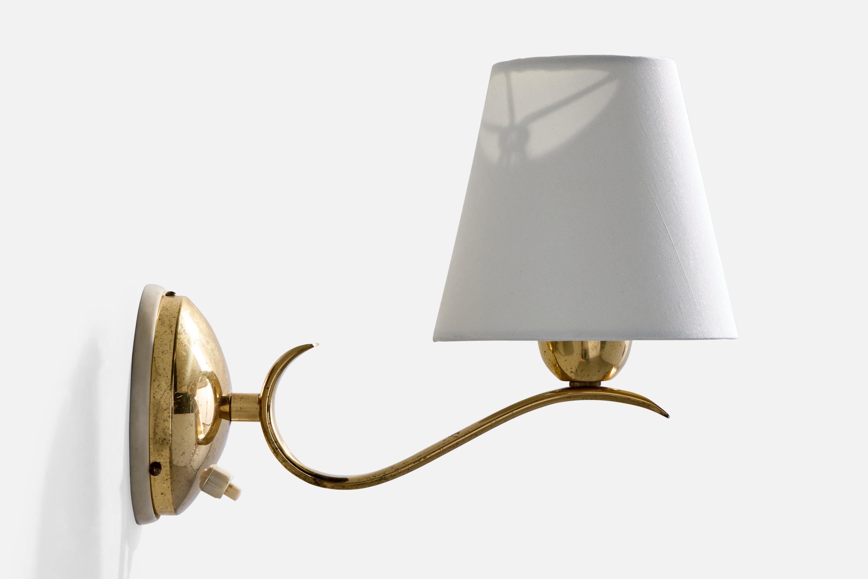 Designer autrichien, Lights, laiton, tissu, Autriche, années 1950 Bon état - En vente à High Point, NC
