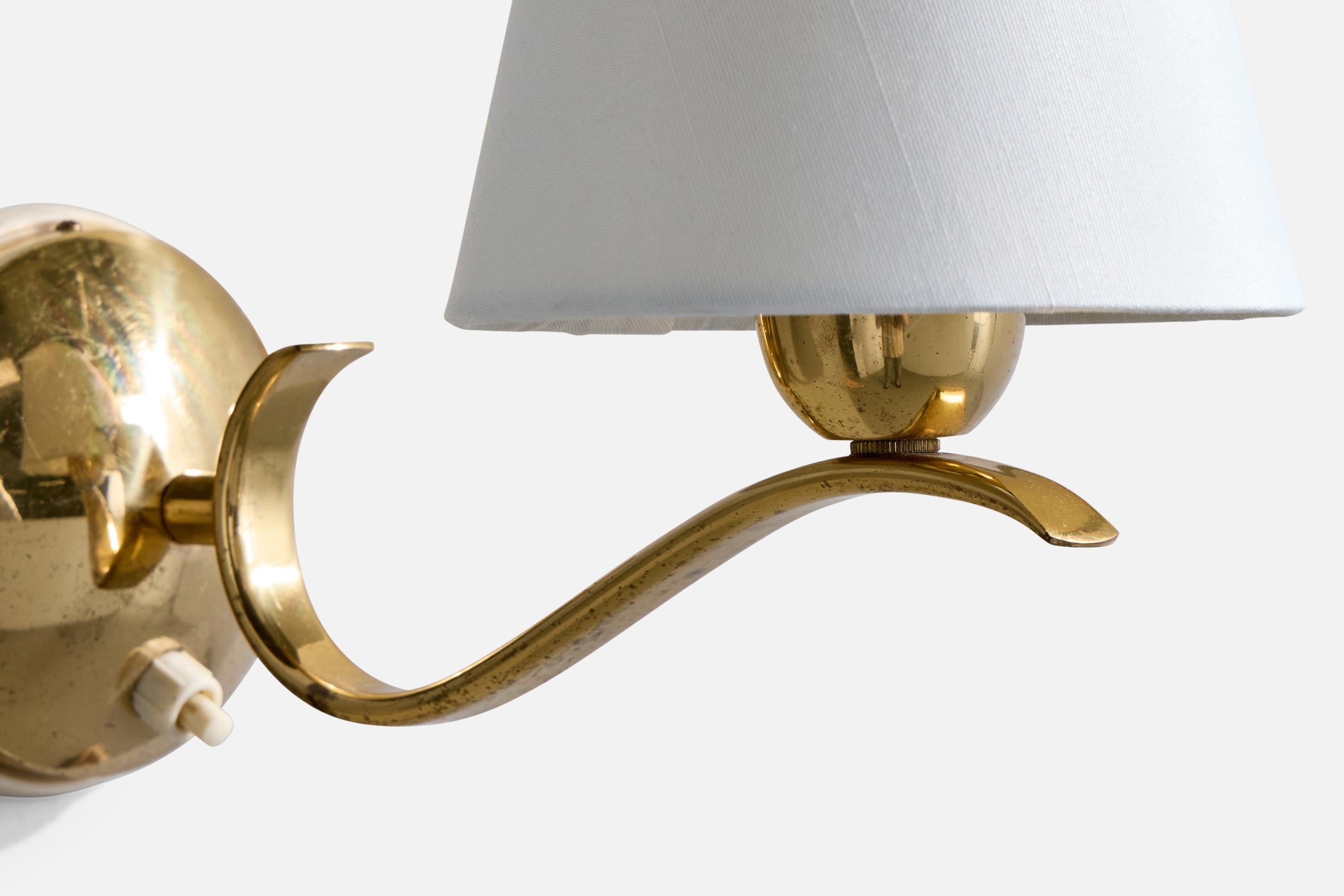Laiton Designer autrichien, Lights, laiton, tissu, Autriche, années 1950 en vente