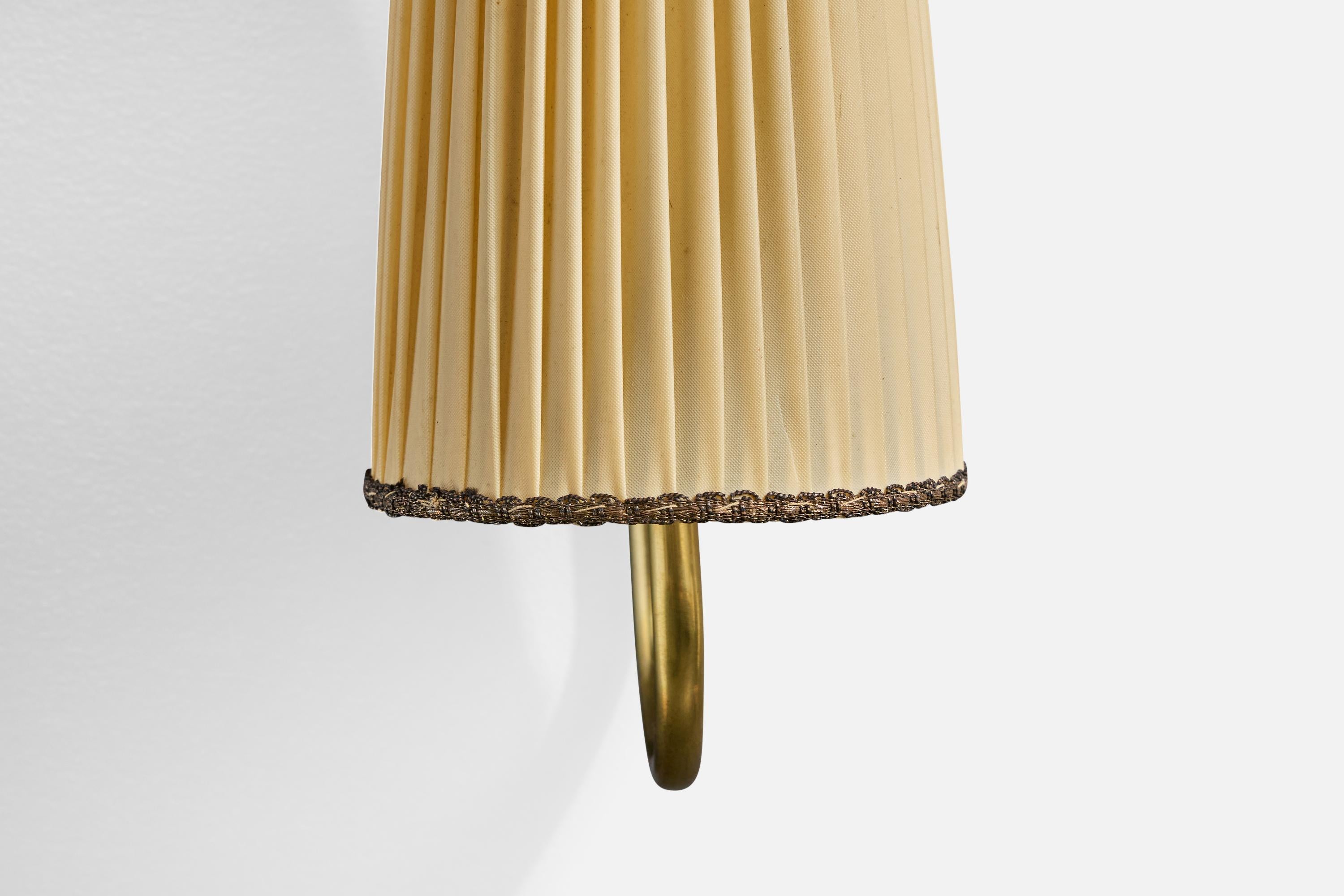 Österreichischer Designer, Wall Lights, Messing, Stoff, Österreich, 1950er Jahre im Angebot 3