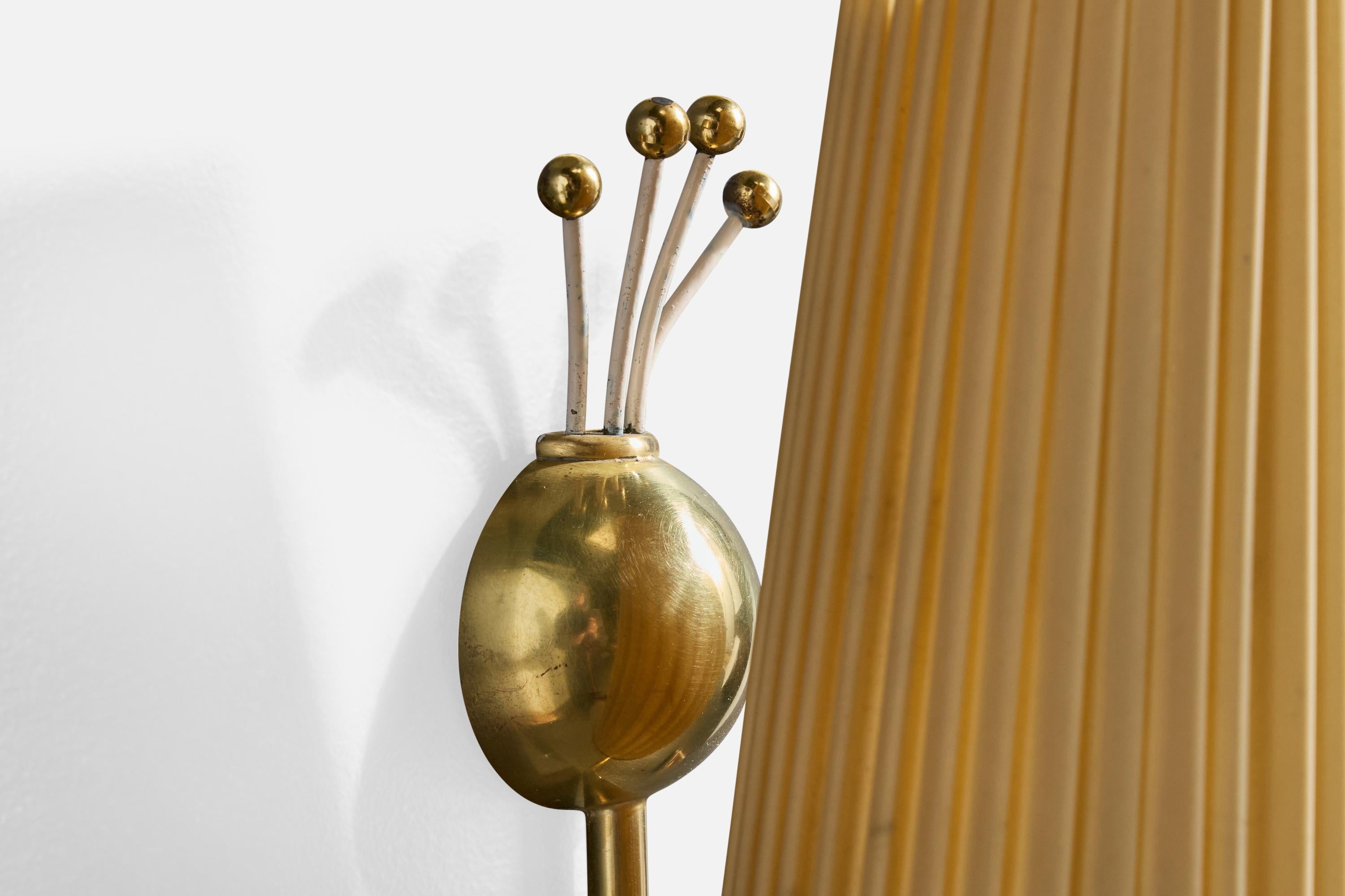 Österreichischer Designer, Wall Lights, Messing, Stoff, Österreich, 1950er Jahre im Angebot 4