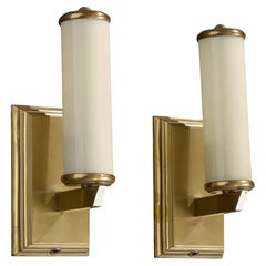 Austrian Designer, Wall Lights, Brass, Glass, Austria, 1950s