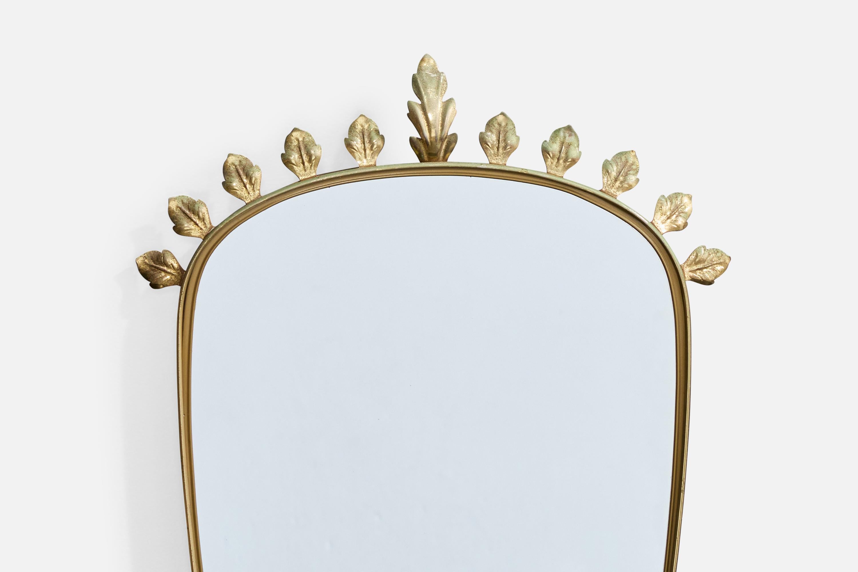 Mid-20th Century Austrian Designer, Wall Mirror, Brass, Austria, 1950s For Sale
