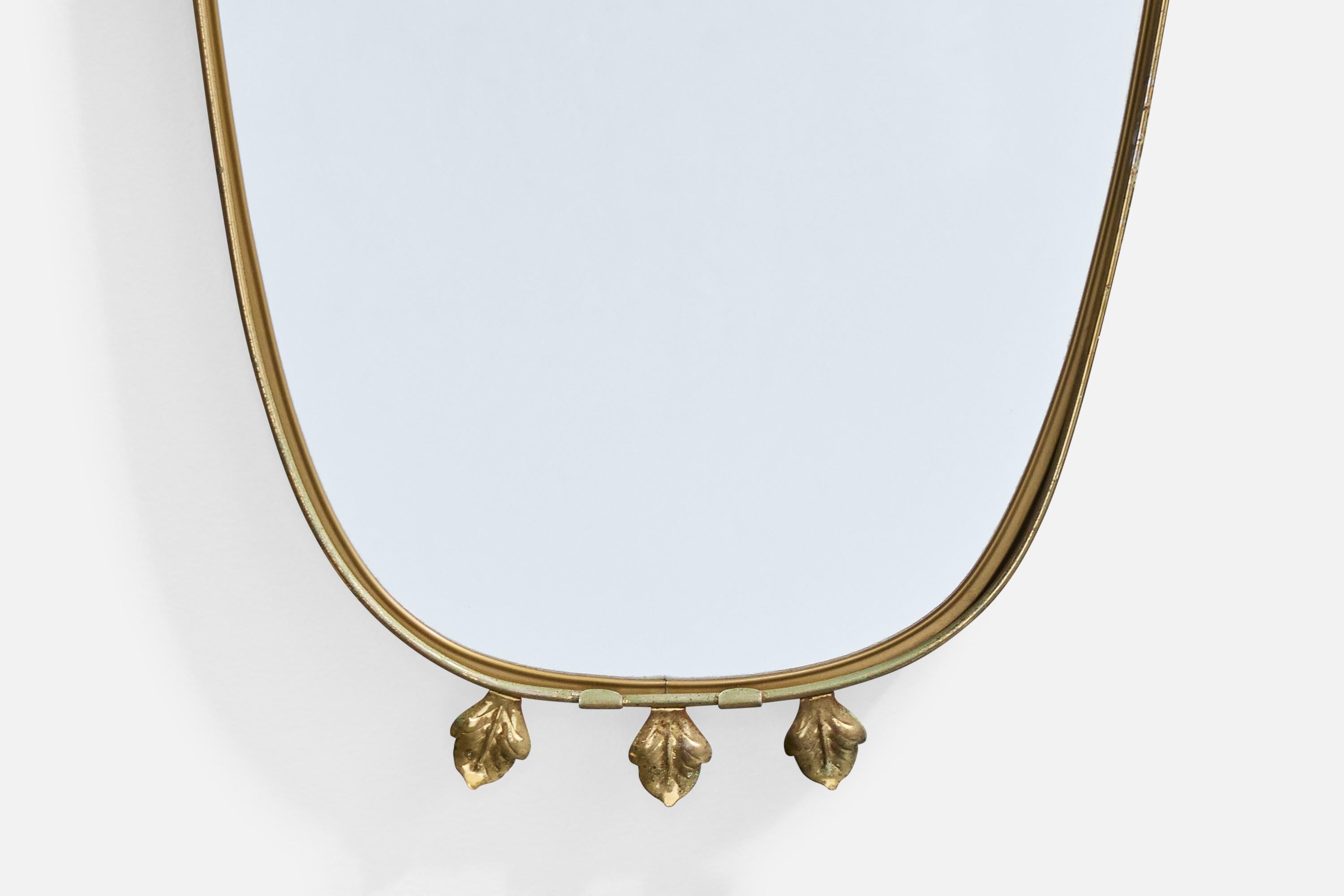 Austrian Designer, Wall Mirror, Brass, Austria, 1950s For Sale 1