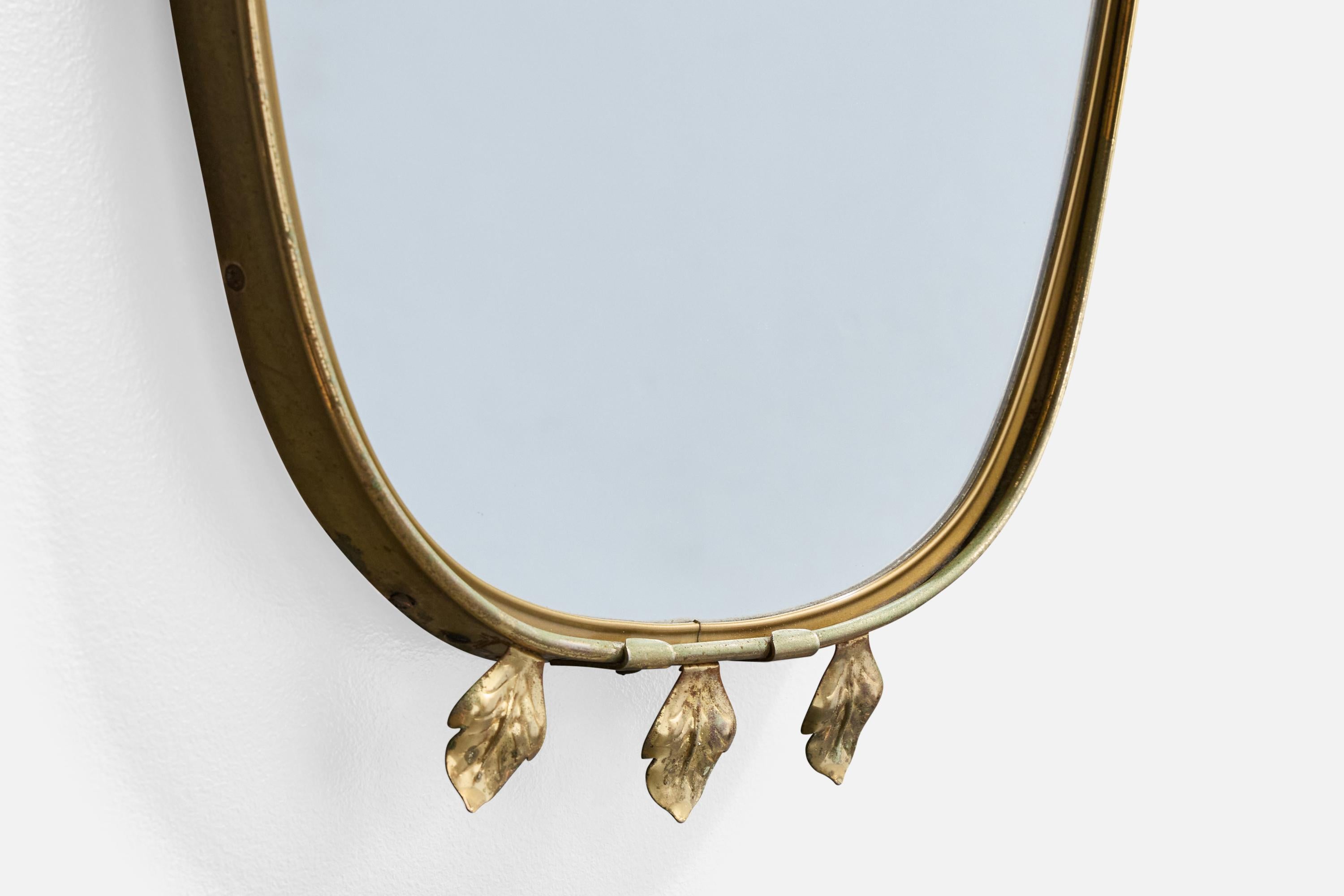 Austrian Designer, Wall Mirror, Brass, Austria, 1950s For Sale 2