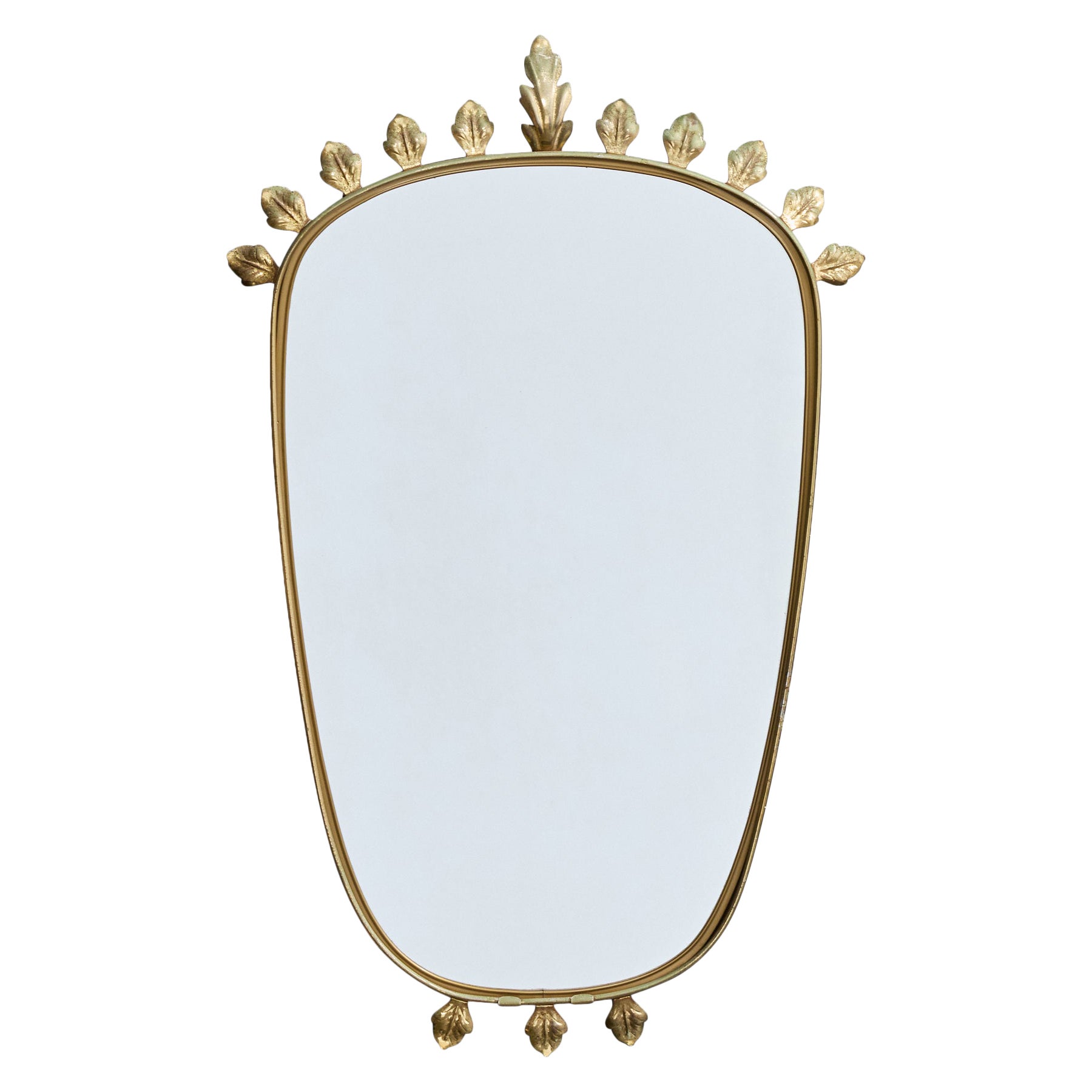 Austrian Designer, Wall Mirror, Brass, Austria, 1950s For Sale