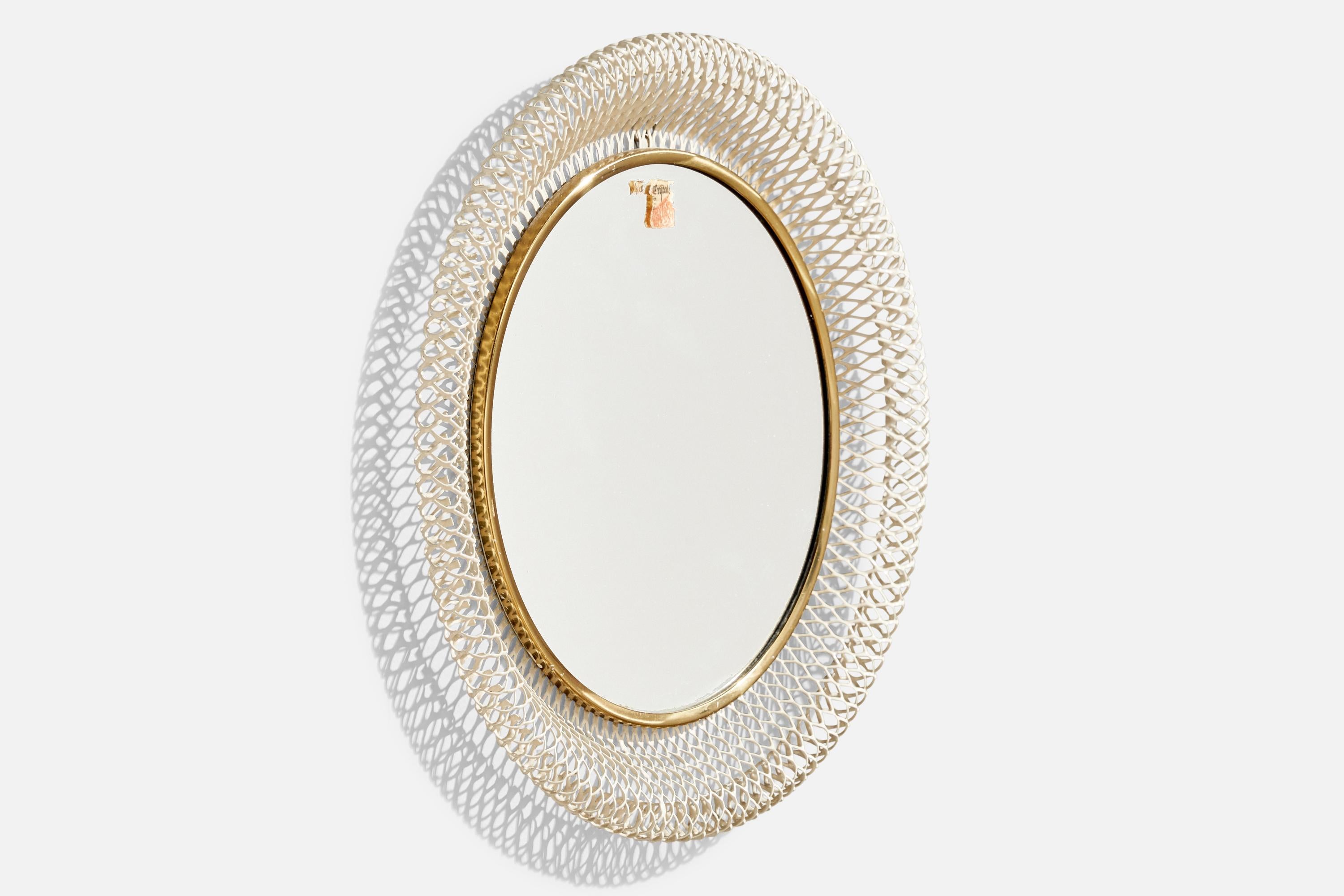 Autrichien Designer autrichien, miroir mural, laiton, métal, Autriche, années 1940 en vente