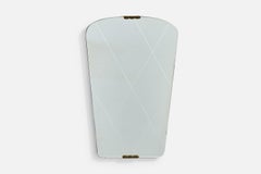 Austrian Designer, Wall Mirror, Brass, Wood, Austria, 1950s