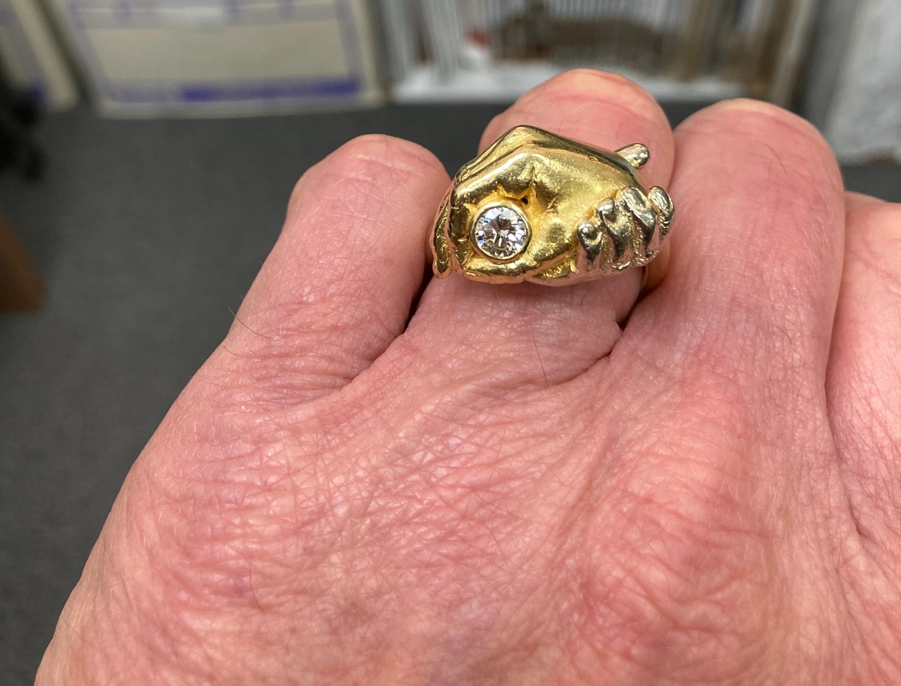Fede Gimmel Diamant-Ring aus zweifarbigem Gold im Zustand „Gut“ in Los Angeles, CA